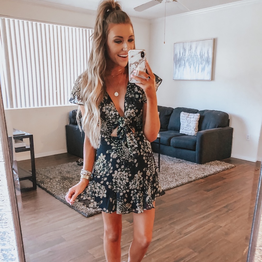 Princess Polly Navy Floral Dress